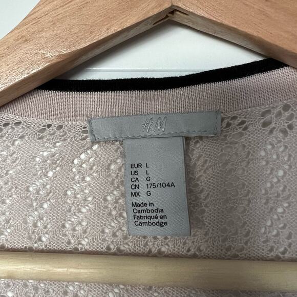 H&M Blush V-Neck 3/4 Sleeve Cardigan Sweater Size Large - Picture 7 of 9